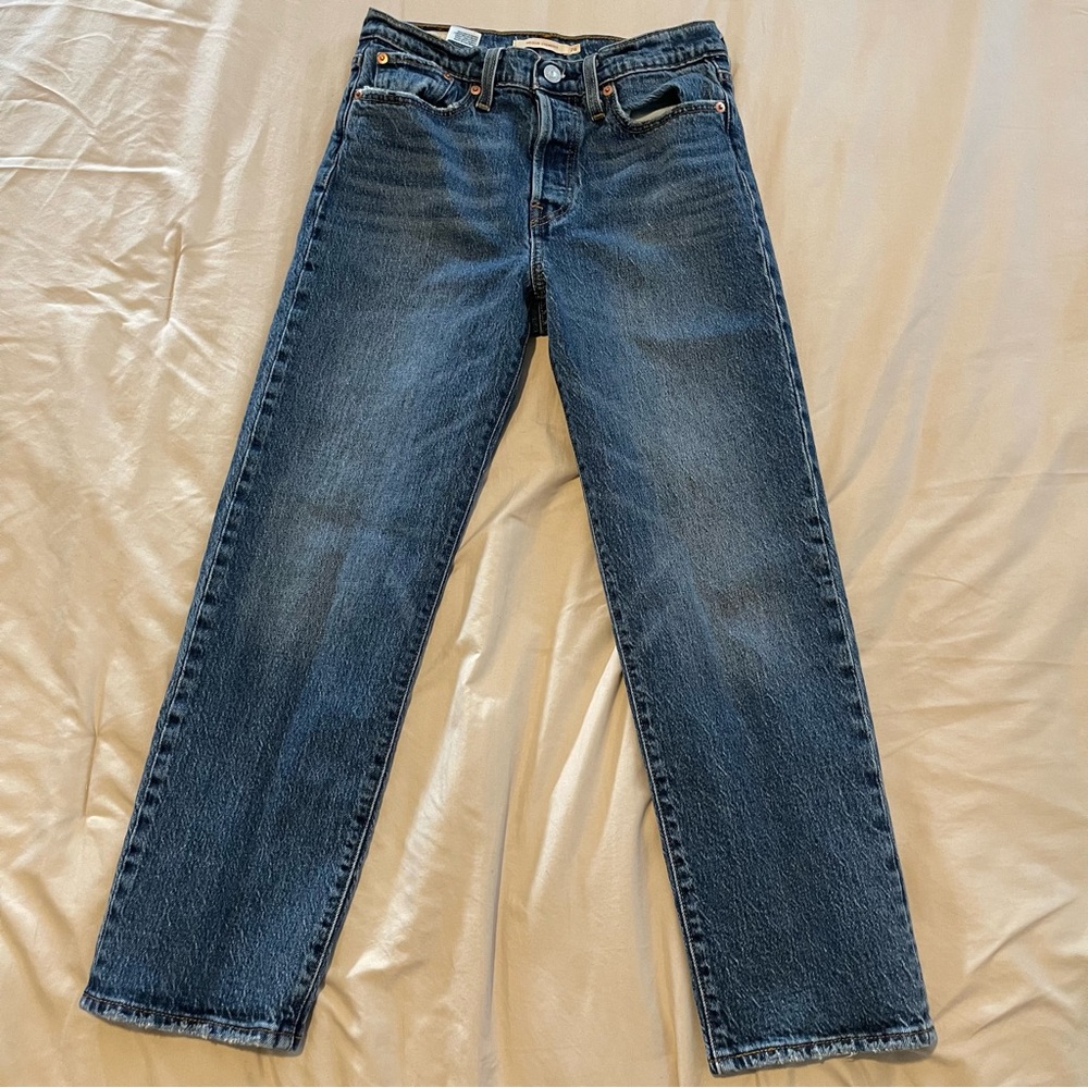 Levi Strauss Women's Wedgie Straight Leg Jeans - Dark Blue - 26x28